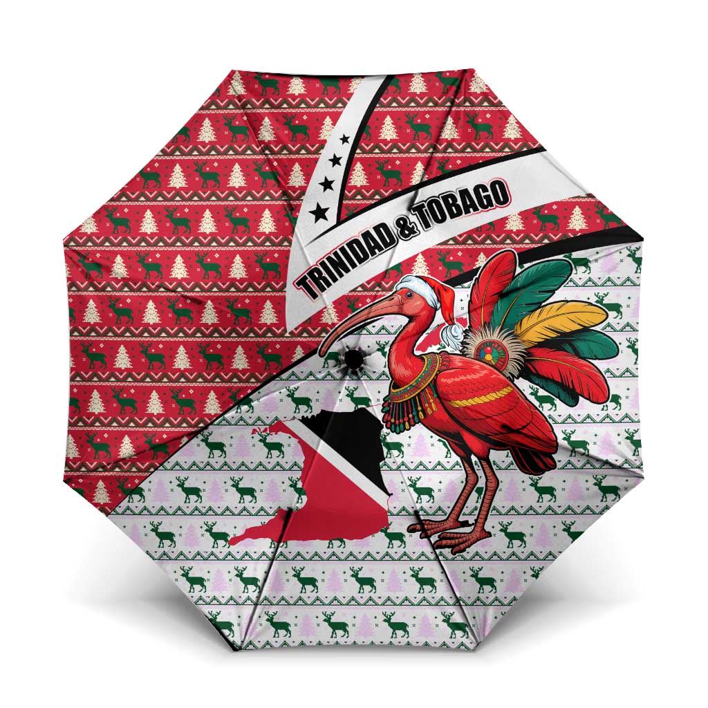 Trinidad and Tobago Christmas Umbrella Christmas Bird Santa and Reindeer Design - Wonder Print Shop
