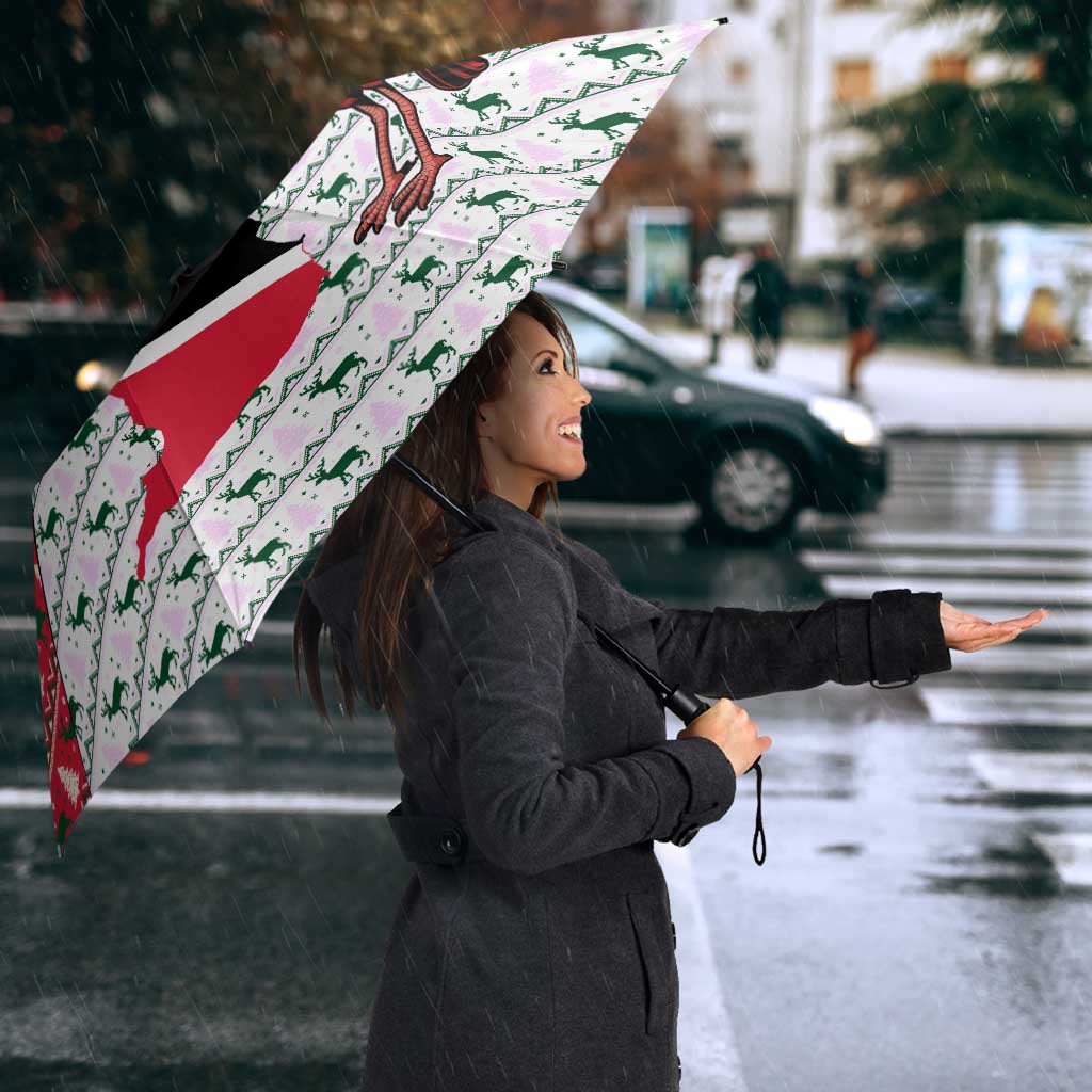 Trinidad and Tobago Christmas Umbrella Christmas Bird Santa and Reindeer Design - Wonder Print Shop