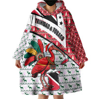 Trinidad and Tobago Christmas Wearable Blanket Hoodie Christmas Bird Santa and Reindeer Design - Wonder Print Shop