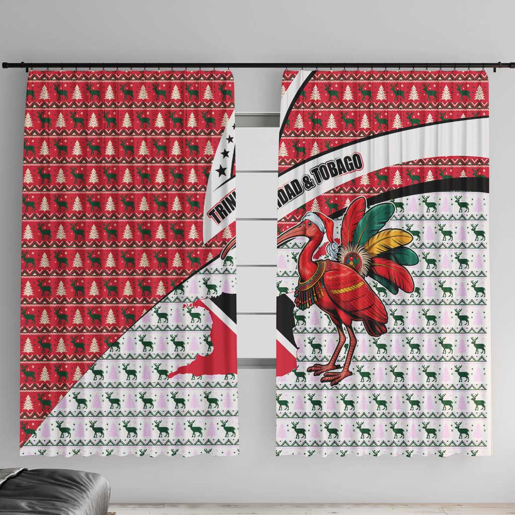 Trinidad and Tobago Christmas Window Curtain Christmas Bird Santa and Reindeer Design - Wonder Print Shop