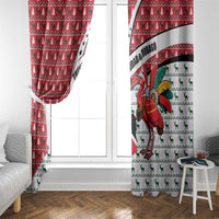 Trinidad and Tobago Christmas Window Curtain Christmas Bird Santa and Reindeer Design - Wonder Print Shop