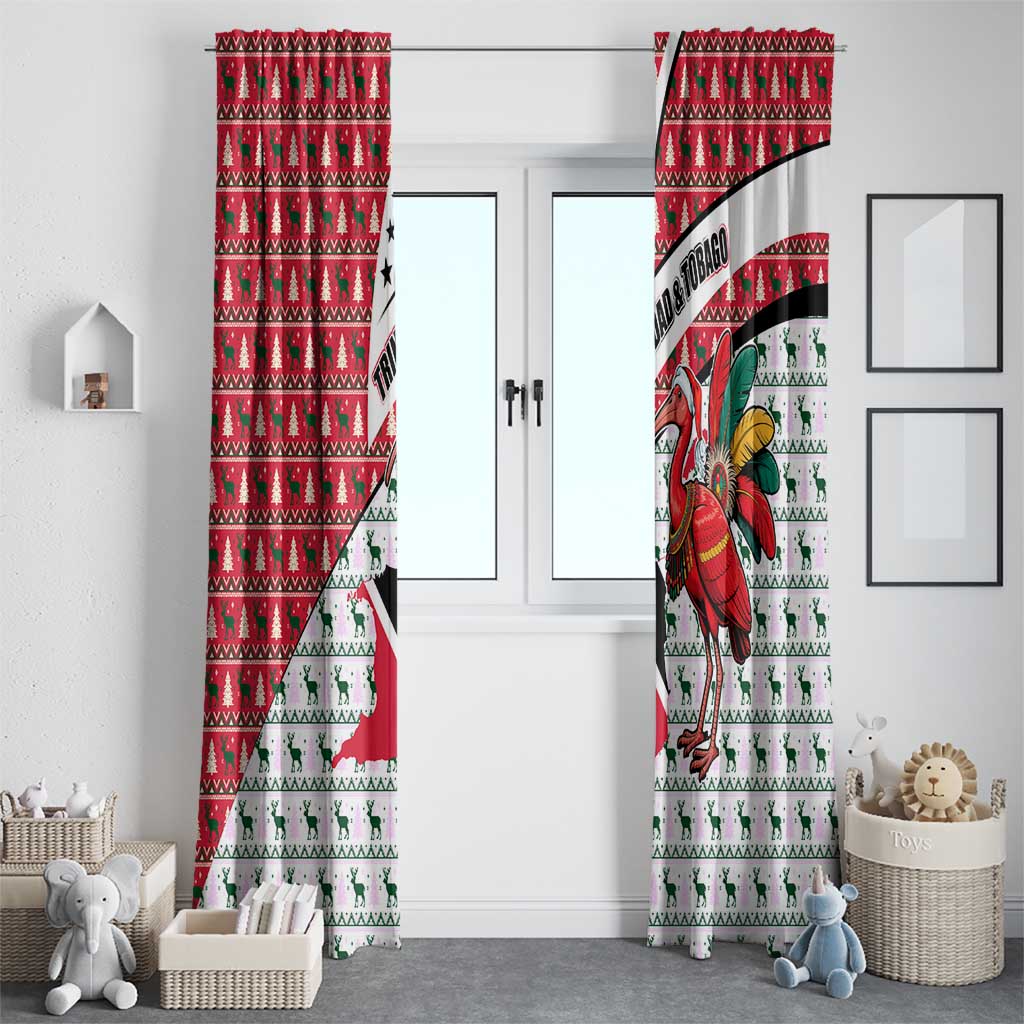 Trinidad and Tobago Christmas Window Curtain Christmas Bird Santa and Reindeer Design - Wonder Print Shop