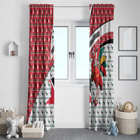 Trinidad and Tobago Christmas Window Curtain Christmas Bird Santa and Reindeer Design - Wonder Print Shop