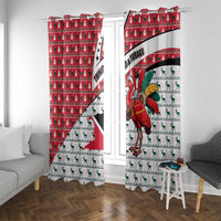 Trinidad and Tobago Christmas Window Curtain Christmas Bird Santa and Reindeer Design - Wonder Print Shop