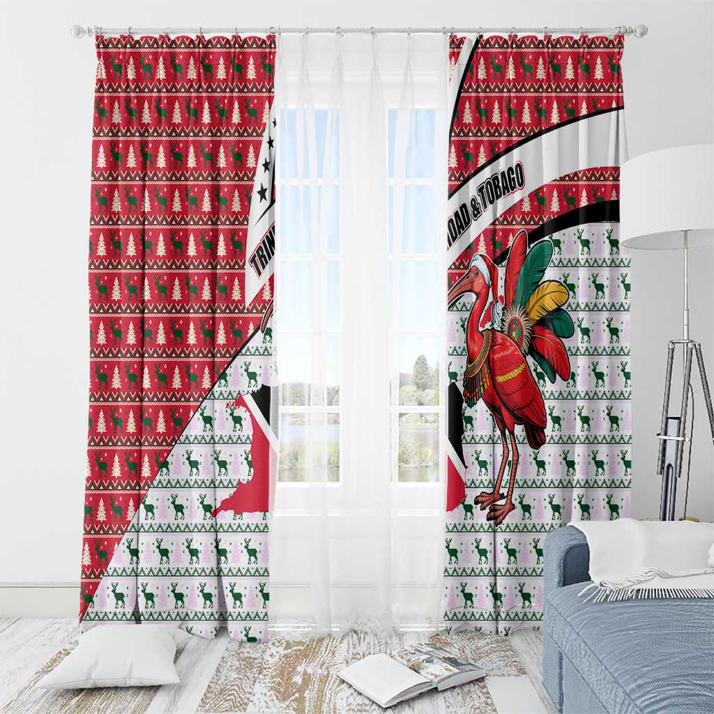 Trinidad and Tobago Christmas Window Curtain Christmas Bird Santa and Reindeer Design - Wonder Print Shop