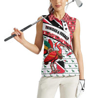 Trinidad and Tobago Christmas Women Sleeveless Polo Shirt Christmas Bird Santa and Reindeer Design - Wonder Print Shop