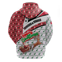 Trinidad and Tobago Christmas Zip Hoodie Christmas Bird Santa and Reindeer Design - Wonder Print Shop
