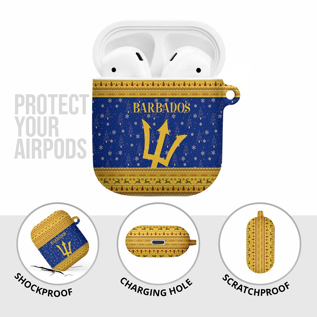 Barbados Christmas AirPods Case with Blue Yellow Xmas Trident Santa and Reindeer - Wonder Print Shop