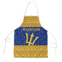 Barbados Christmas Apron with Blue Yellow Xmas Trident Santa and Reindeer - Wonder Print Shop