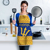 Barbados Christmas Apron with Blue Yellow Xmas Trident Santa and Reindeer - Wonder Print Shop