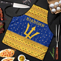 Barbados Christmas Apron with Blue Yellow Xmas Trident Santa and Reindeer - Wonder Print Shop