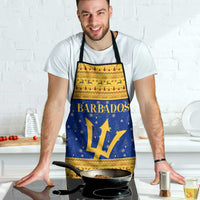Barbados Christmas Apron with Blue Yellow Xmas Trident Santa and Reindeer - Wonder Print Shop