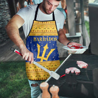 Barbados Christmas Apron with Blue Yellow Xmas Trident Santa and Reindeer - Wonder Print Shop