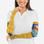 Barbados Christmas Arm Sleeves with Blue Yellow Xmas Trident Santa and Reindeer - Wonder Print Shop