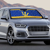 Barbados Christmas Auto Sun Shade with Blue Yellow Xmas Trident Santa and Reindeer - Wonder Print Shop