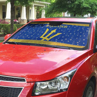 Barbados Christmas Auto Sun Shade with Blue Yellow Xmas Trident Santa and Reindeer - Wonder Print Shop