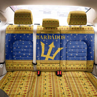 Barbados Christmas Back Car Seat Cover with Blue Yellow Xmas Trident Santa and Reindeer - Wonder Print Shop