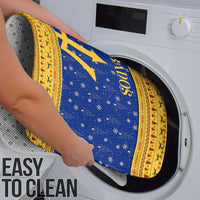 Barbados Christmas Bathroom Set with Blue Yellow Xmas Trident Santa and Reindeer - Wonder Print Shop