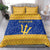 Barbados Christmas Bedding Set with Blue Yellow Xmas Trident Santa and Reindeer - Wonder Print Shop