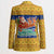 Barbados Christmas Blazer with Blue Yellow Xmas Trident Santa and Reindeer - Wonder Print Shop