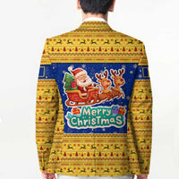Barbados Christmas Blazer with Blue Yellow Xmas Trident Santa and Reindeer - Wonder Print Shop