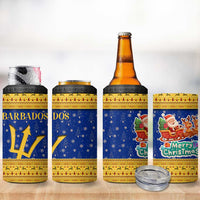 Barbados Christmas 4 in 1 Can Cooler Tumbler with Blue Yellow Xmas Trident Santa and Reindeer - Wonder Print Shop