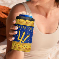 Barbados Christmas 4 in 1 Can Cooler Tumbler with Blue Yellow Xmas Trident Santa and Reindeer - Wonder Print Shop