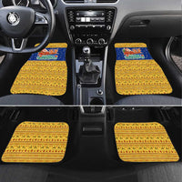 Barbados Christmas Car Mats with Blue Yellow Xmas Trident Santa and Reindeer - Wonder Print Shop