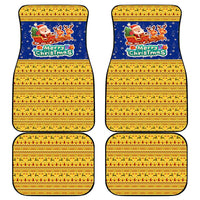 Barbados Christmas Car Mats with Blue Yellow Xmas Trident Santa and Reindeer - Wonder Print Shop