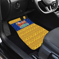 Barbados Christmas Car Mats with Blue Yellow Xmas Trident Santa and Reindeer - Wonder Print Shop