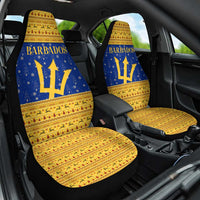 Barbados Christmas Car Seat Cover with Blue Yellow Xmas Trident Santa and Reindeer - Wonder Print Shop