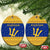 Barbados Christmas Ceramic Ornament with Blue Yellow Xmas Trident Santa and Reindeer - Wonder Print Shop