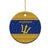 Barbados Christmas Ceramic Ornament with Blue Yellow Xmas Trident Santa and Reindeer - Wonder Print Shop