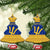 Barbados Christmas Ceramic Ornament with Blue Yellow Xmas Trident Santa and Reindeer - Wonder Print Shop