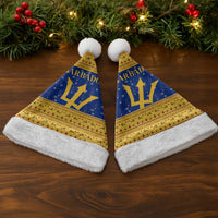 Barbados Christmas Santa Hat with Blue Yellow Xmas Trident Santa and Reindeer - Wonder Print Shop