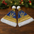 Barbados Christmas Santa Hat with Blue Yellow Xmas Trident Santa and Reindeer - Wonder Print Shop