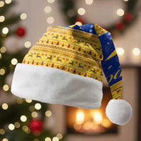 Barbados Christmas Santa Hat with Blue Yellow Xmas Trident Santa and Reindeer - Wonder Print Shop