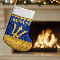 Barbados Christmas Stocking with Blue Yellow Xmas Trident Santa and Reindeer - Wonder Print Shop