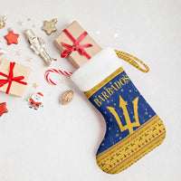 Barbados Christmas Stocking with Blue Yellow Xmas Trident Santa and Reindeer - Wonder Print Shop