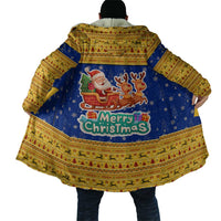 Barbados Christmas Cloak with Blue Yellow Xmas Trident Santa and Reindeer - Wonder Print Shop