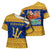 Barbados Christmas Cross Shoulder Shirt with Blue Yellow Xmas Trident Santa and Reindeer - Wonder Print Shop
