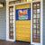Barbados Christmas Door Cover with Blue Yellow Xmas Trident Santa and Reindeer - Wonder Print Shop