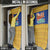 Barbados Christmas Door Cover with Blue Yellow Xmas Trident Santa and Reindeer - Wonder Print Shop
