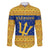 Barbados Christmas Family Matching Long Sleeve Bodycon Dress and Hawaiian Shirt with Blue Yellow Xmas Trident Santa and Reindeer - Wonder Print Shop