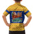 Barbados Christmas Family Matching Puletasi and Hawaiian Shirt with Blue Yellow Xmas Trident Santa and Reindeer - Wonder Print Shop