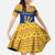 Barbados Christmas Family Matching Summer Maxi Dress and Hawaiian Shirt with Blue Yellow Xmas Trident Santa and Reindeer - Wonder Print Shop