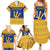 Barbados Christmas Family Matching Summer Maxi Dress and Hawaiian Shirt with Blue Yellow Xmas Trident Santa and Reindeer - Wonder Print Shop