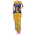 Barbados Christmas Family Matching Tank Maxi Dress and Hawaiian Shirt with Blue Yellow Xmas Trident Santa and Reindeer - Wonder Print Shop