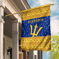 Barbados Christmas Garden Flag with Blue Yellow Xmas Trident Santa and Reindeer - Wonder Print Shop