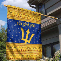 Barbados Christmas Garden Flag with Blue Yellow Xmas Trident Santa and Reindeer - Wonder Print Shop